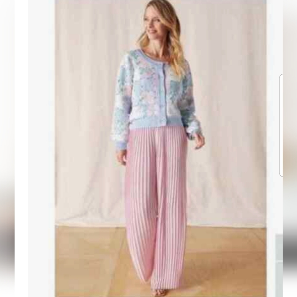 Matilda Jane Blush Pleated High Waist Trousers Wide Leg Palazzo Pants NWT Sz. L